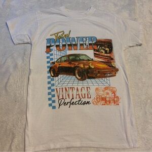 Vintage Car Graphic White T-Shirt